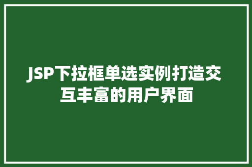 JSP下拉框单选实例打造交互丰富的用户界面