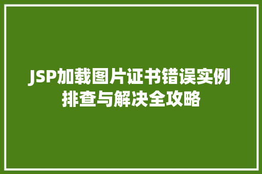 JSP加载图片证书错误实例排查与解决全攻略