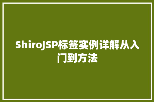 ShiroJSP标签实例详解从入门到方法