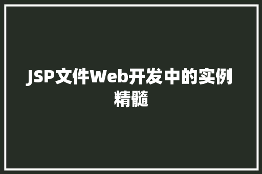JSP文件Web开发中的实例精髓