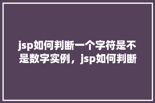 jsp如何判断一个字符是不是数字实例，jsp如何判断一个字符是不是数字实例  第1张
