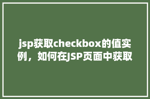 jsp获取checkbox的值实例，如何在JSP页面中获取Checkbox的值实例介绍