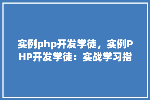 实例php开发学徒，实例PHP开发学徒：实战学习指南