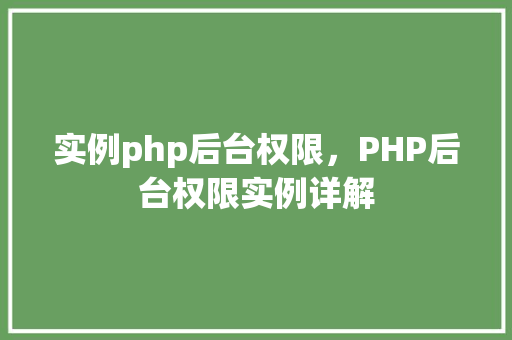实例php后台权限，PHP后台权限实例详解