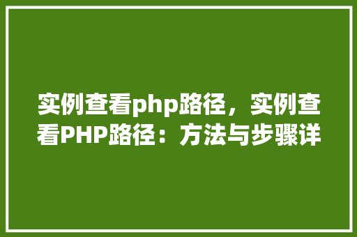 实例查看php路径，实例查看PHP路径：方法与步骤详解