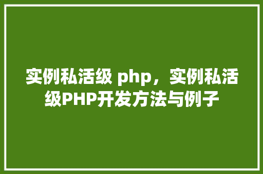 实例私活级 php，实例私活级PHP开发方法与例子