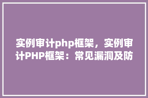实例审计php框架，实例审计PHP框架：常见漏洞及防范措施