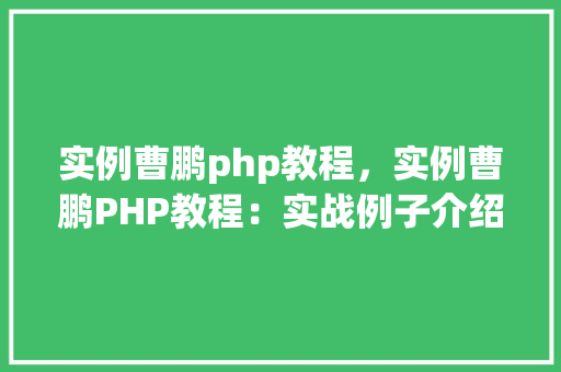 实例曹鹏php教程，实例曹鹏PHP教程：实战例子介绍
