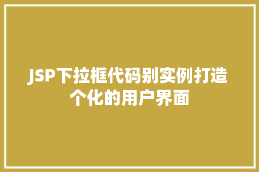 JSP下拉框代码别实例打造个化的用户界面