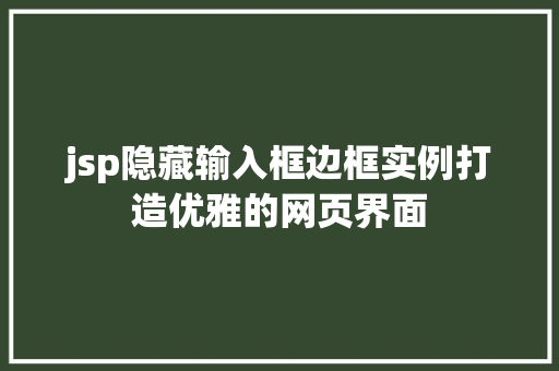 jsp隐藏输入框边框实例打造优雅的网页界面