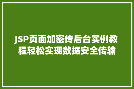 JSP页面加密传后台实例教程轻松实现数据安全传输