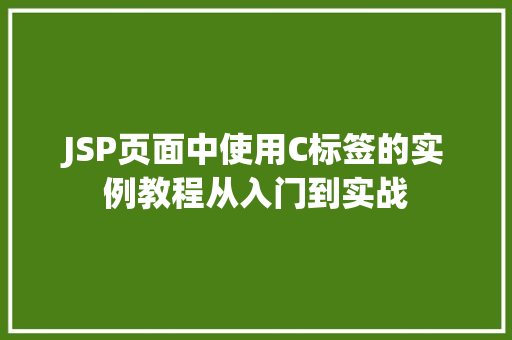 JSP页面中使用C标签的实例教程从入门到实战
