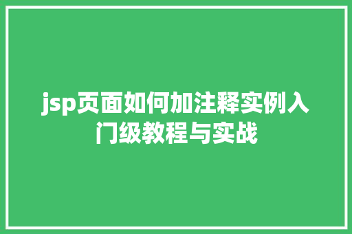 jsp页面如何加注释实例入门级教程与实战  第1张