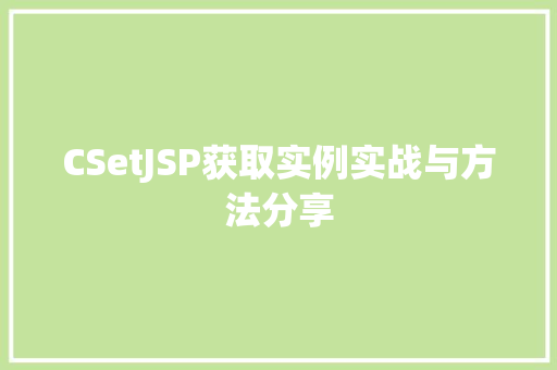 CSetJSP获取实例实战与方法分享