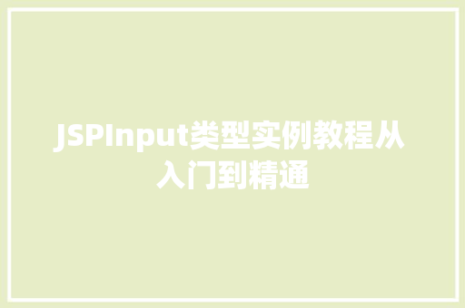 JSPInput类型实例教程从入门到精通