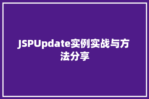 JSPUpdate实例实战与方法分享